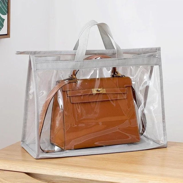 NATAWA Hängeaufbewahrungstasche für den Kleiderschrank, transparent und grau, feuchtigkeitsbeständig und staubdicht, B/T/H: 10,5 x 23 x 32 cm - Bild 1