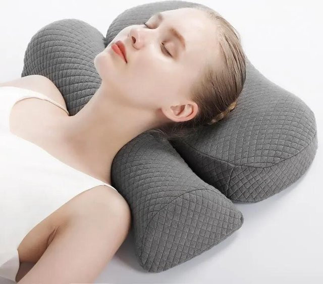 Ergonomisches Nackenkissen aus Memory-Schaum von Yiran Furniture, orthopädisches Konturkissen für Seitenschläfer, Farbe: beige, B/T/H: 51 x 33 x 10 cm - Bild 1