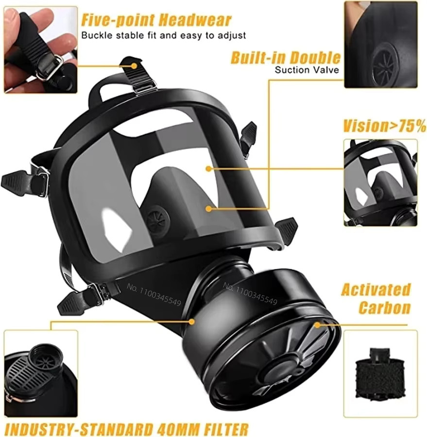 Vollgesichts-Gasmaske MF14/87 für chemischen Atemschutz und Schutz vor nuklearer Kontamination in Schwarz - Bild 2