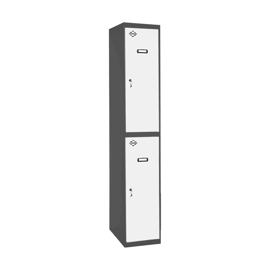 PROREGAL Spind AMEGO Schließfach Garderobe mit 2 Abteilen in Anthrazit-Weiß, H x B x T: 180 x 30 x 50 cm - Bild 2