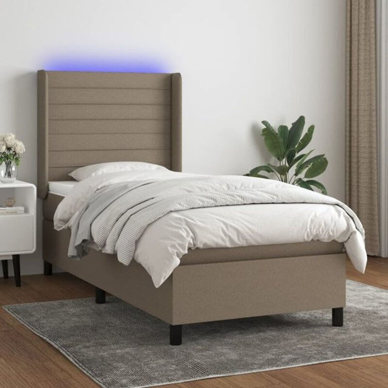 vidaxl Boxspringbett mit Matratze in Taupe meliert aus Stoff, B/T: 80 x 200 cm - Bild 1