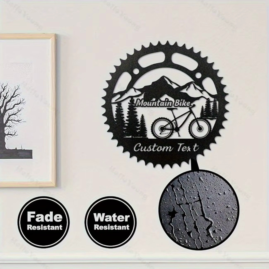 Personalisierte Art-Deco-Metallwandkunst mit Mountainbike-Motiv von Hello Young in Schwarz - Bild 2