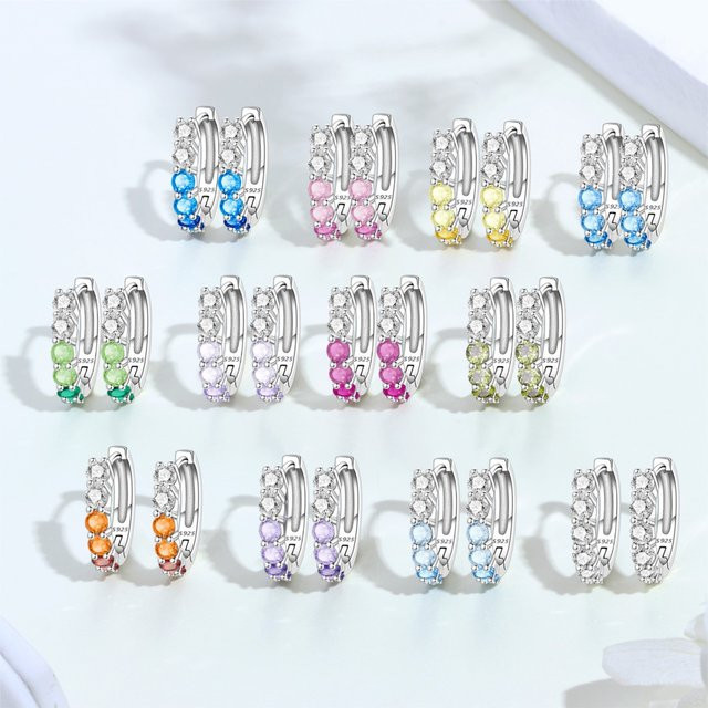 MISEFF Ohrringe, 925 Sterling Silber, mehrfarbiger Geburtsstein, Damen - Bild 1