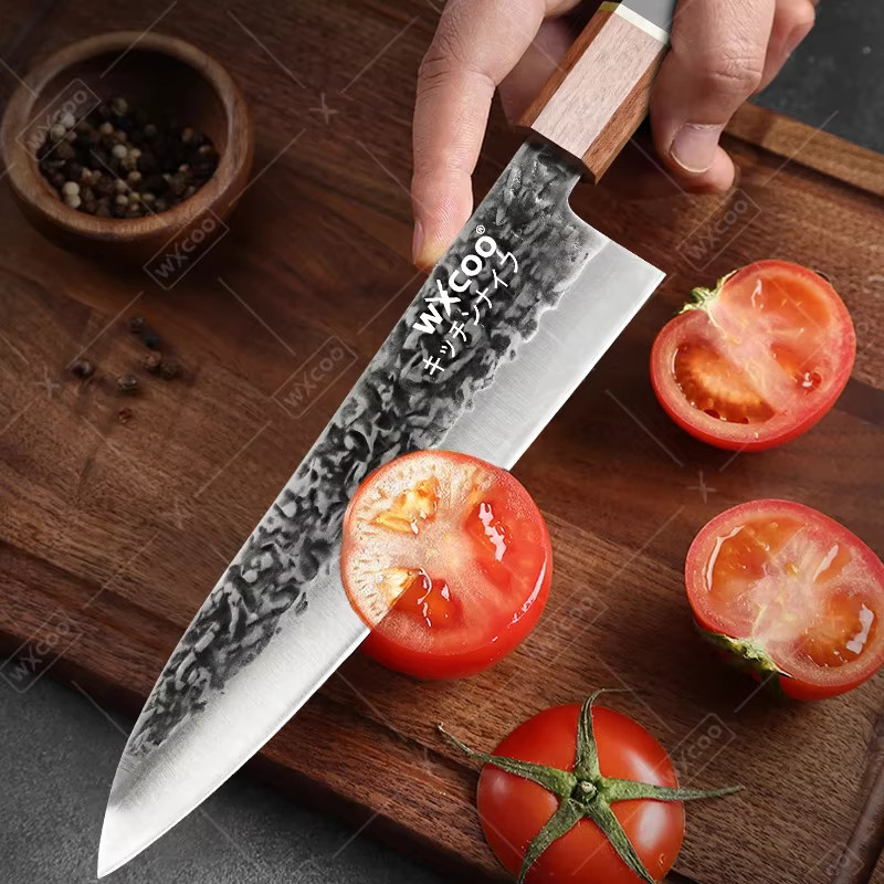 WXCOO Handgefertigtes japanisches Chefmesser aus geschmiedetem Stahl mit Holzgriff in Silber - Bild 2