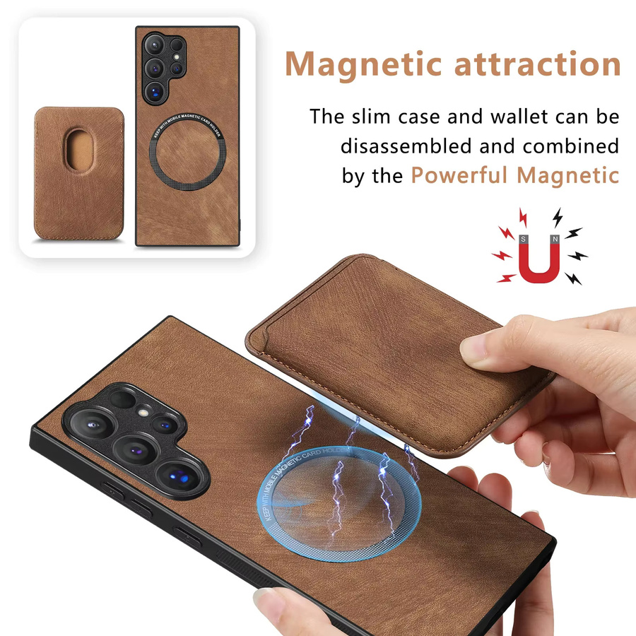 2 in 1 Handyhülle mit abnehmbarem Magnet und Kartenhalter für Samsung Galaxy S24 S23 S22 Ultra Plus A35 A25 A15 A05 A05s in Schwarz - Bild 2