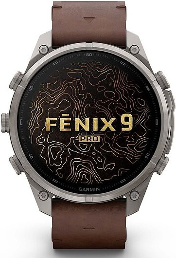 Garmin fenix 9 PRO inReach Saphir Multisport GPS Smartwatch mit Lederarmband in Schwarz und Titan-Gehäuse - Bild 1