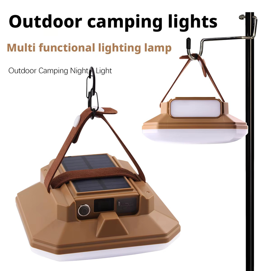 ESMARTER Outdoor Camping Laterne mit Akku, tragbare Hängelampe für Zelt und Garten in Braun und Weiß - Bild 5