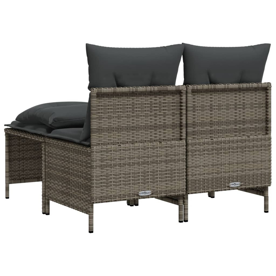 vidaXL 4-teilige Garten-Sitzgruppe aus PE-Rattan in Grau mit UV-beständigen Kissen und pulverbeschichtetem Stahlgestell - Bild 4
