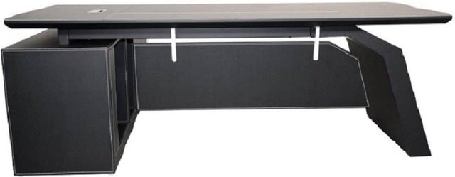 Jet-Line Managerschreibtisch PITTSBURGH in Schwarz mit Kunstlederüberzug B/T/H: 220 x 185 x 76 cm - Bild 1