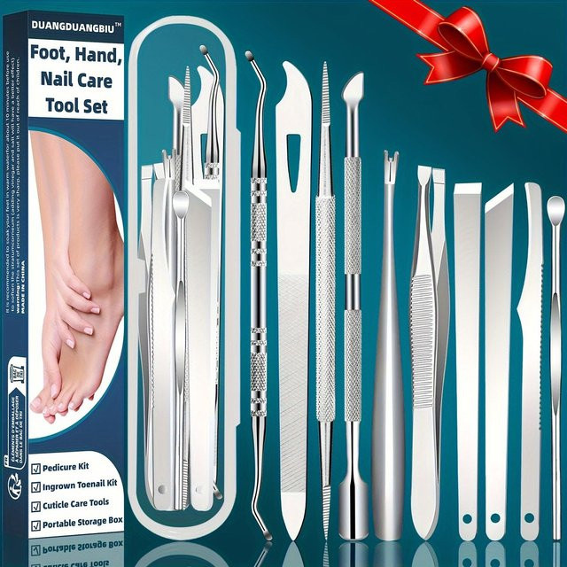 YC Direct Fußpflege-Maniküre-Set, 10-teilig, Edelstahl, Glänzend, Unisex - Bild 1