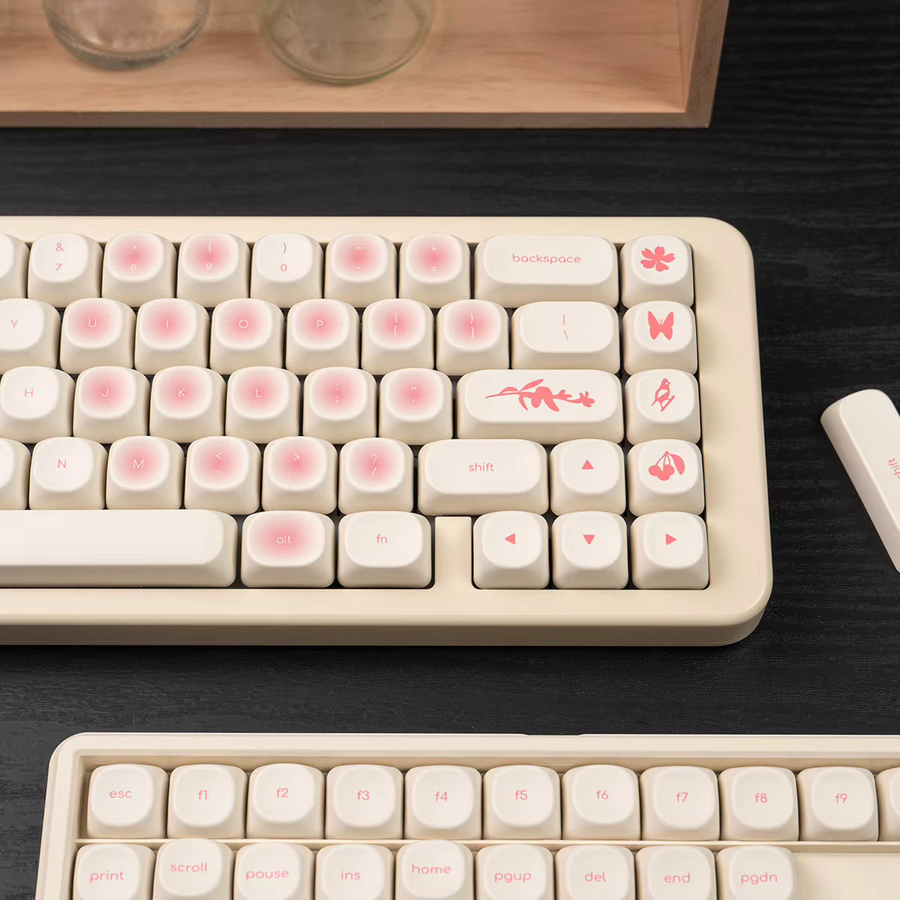Venit Keys PBT-Tastenkappen im MOA-Profil mit Thermosublimation in Rosa und Weiß für mechanische Tastaturen, 123 Tasten - Bild 4