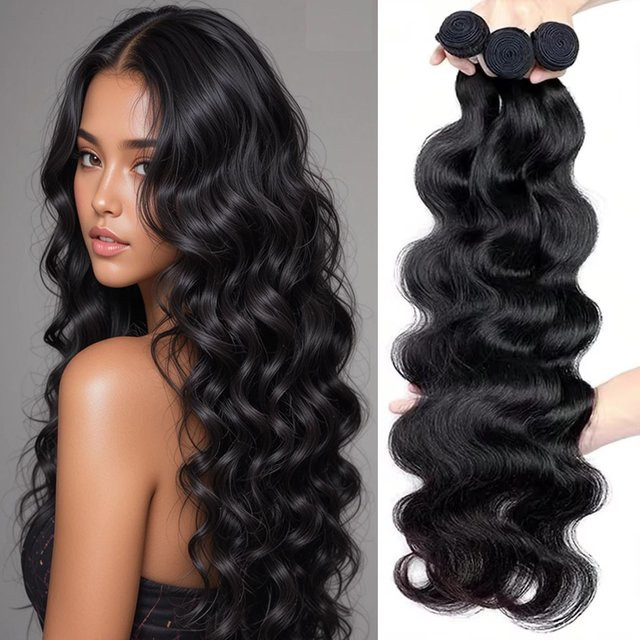 Fashowbeauty Body Wave Echthaar-Extensions, 100% Remy, Brasilianische Haarbündel - Bild 1