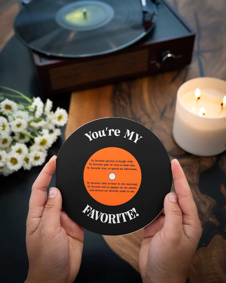 Bienen-Jubiläumskarte für Sie und Ihn als Valentinstagsgeschenk mit Schallplatten-Design - Bild 5