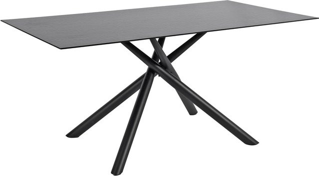 Mömax Esstisch Piero in Schwarz mit Glasplatte und Metallgestell, B/T/H: 150 x 90 x 76 cm - Bild 1