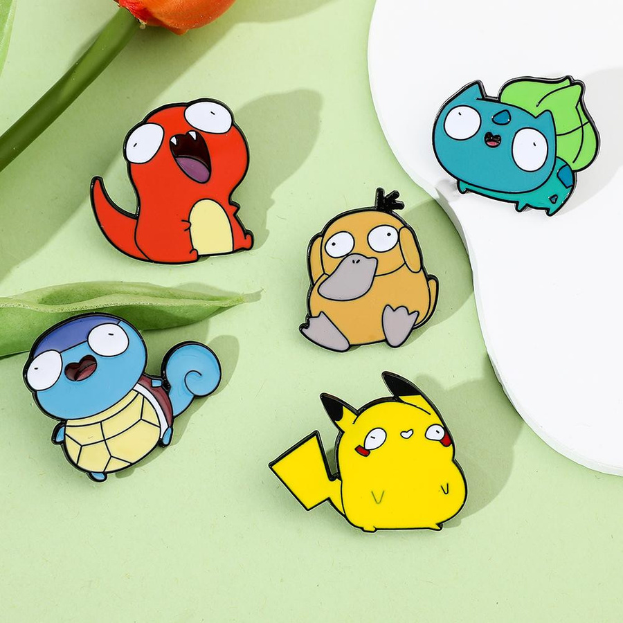 Yiran toy 1 Pokémon Emaille Pin Pikachu Bisasam Enton Schiggy Abzeichen Brosche - Bild 2