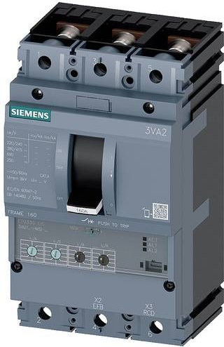 Siemens 3VA2116-7HM32-0AA0 Leistungsschalter grau, Einstellbereich 63 - 160A, Schaltspannung max. 690 V/AC - Bild 1
