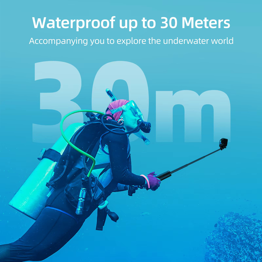 TELESIN 4-in-1 Selfie-Stick mit schwimmendem Handgriff und Stativ, wasserdichtes ausziehbares Selfie-Monopod in Schwarz für GoPro, DJI OSMO Action und Insta360 - Bild 4