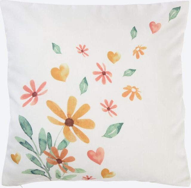 NKD Kissenhülle mit floralem Motiv in Weiss und Multicolour, B/T: 40 x 40 cm - Bild 1