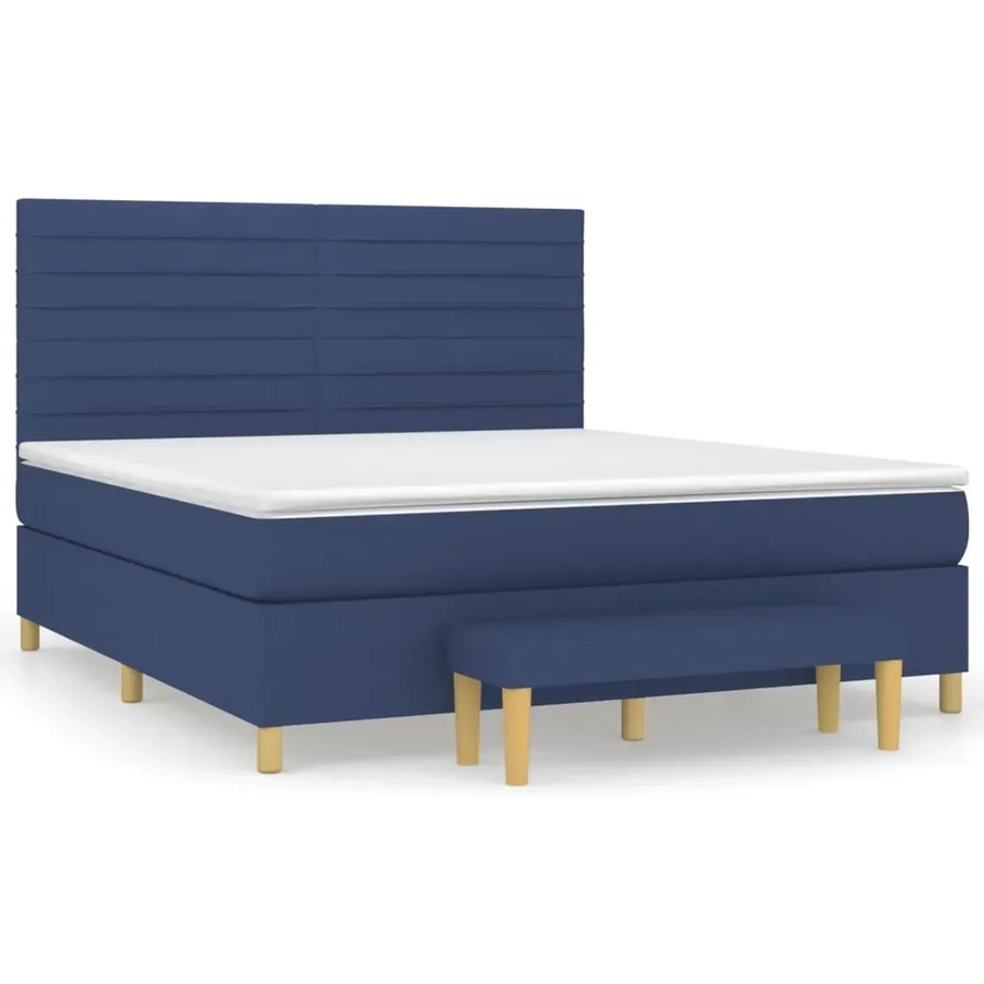 vidaXL Boxspringbett Hybrid mit Matratze Blau und Weiß, B/T/H: 160 x 200 x 203 cm - Bild 2