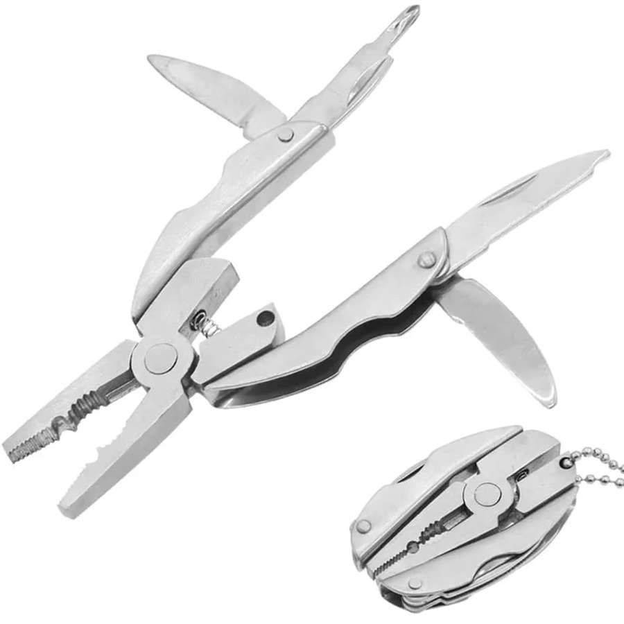 Multifunktionszange aus Edelstahl in Silber als Mini-Werkzeugzange und Mehrzweck-Klapptang für Outdoor und Schildkrötenpflege - Bild 2