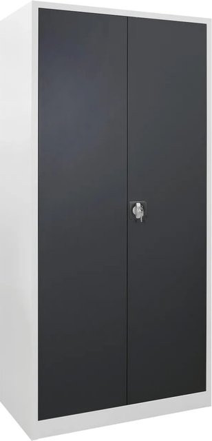 PROREGAL Flügeltürschrank Owl aus Metall mit 4 Fachböden, Lichtgrau und Anthrazitgrau, H x B x T: 195 x 95 x 40 cm - Bild 1
