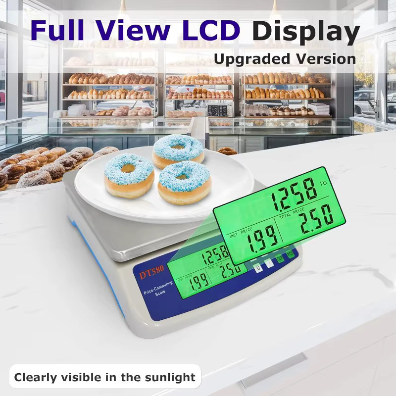 Lionet Digitale Küchenwaage aus Glas in Weiß mit LCD-Display und Hintergrundbeleuchtung für Haushalt und Supermarkt - Bild 2