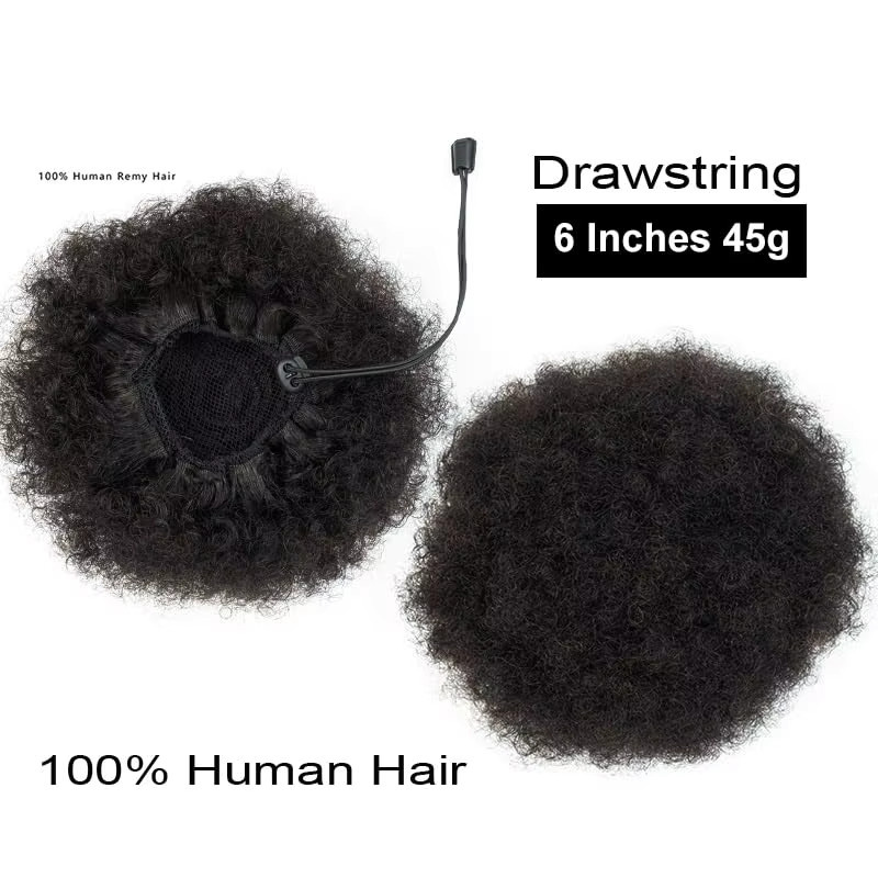 Linhua Afro Puff Kinky Curly Clip-in-Haar Extensions, Damen, Lockiges Haar - Bild 3