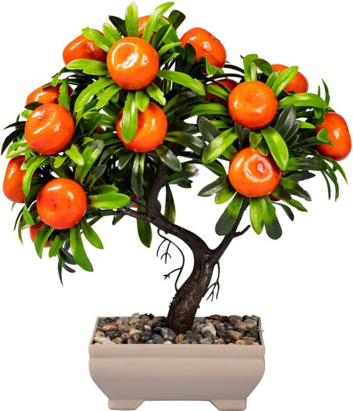 Viva Domo Künstlicher Bonsai in Grün und Orange als dekorative Topfpflanze aus Kunststoff - Bild 1
