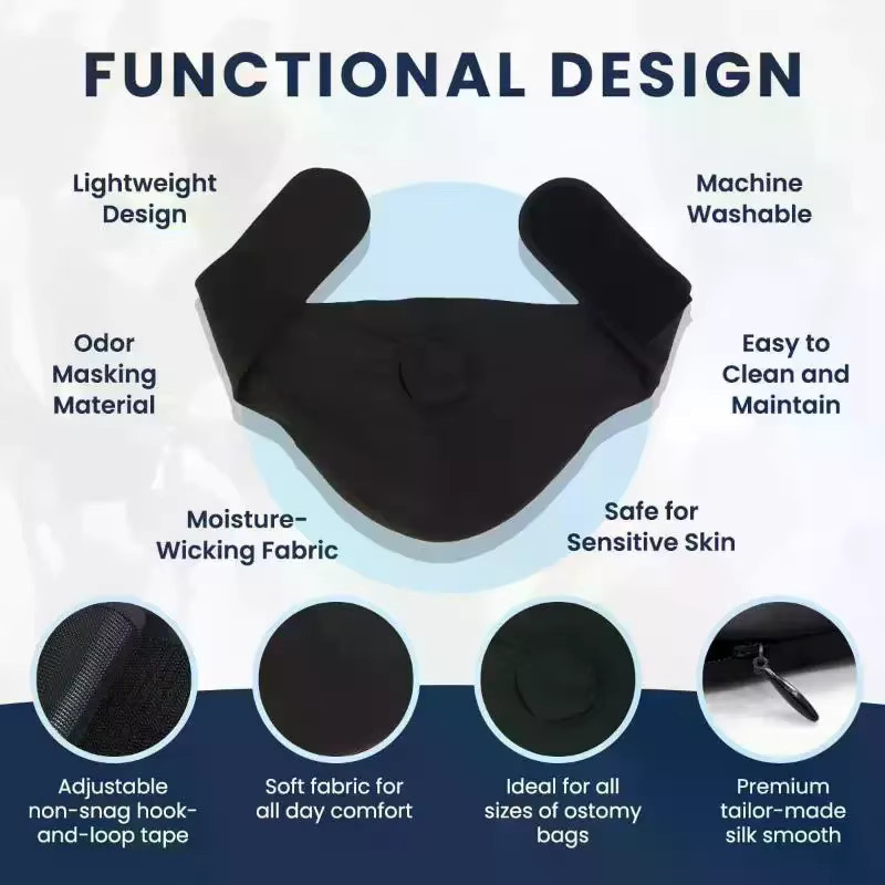 Stoma-Beutel-Schutzhülle, Verstellbare Kolostomie-Drainagebeutel-Halterung, Schwarz, Unisex - Bild 3
