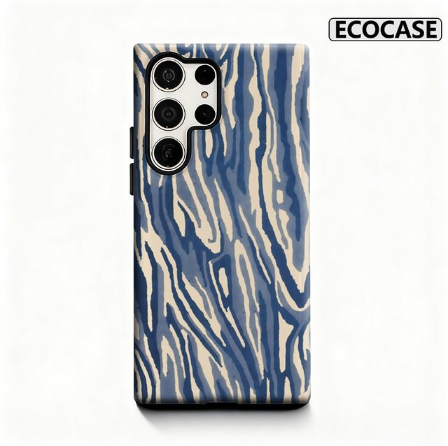 Handyhülle aus Holz für Apple iPhone 17 16 15 14 13 12 11 Pro Max Plus in Blau und Beige mit doppelschichtiger Rückseite - Bild 1