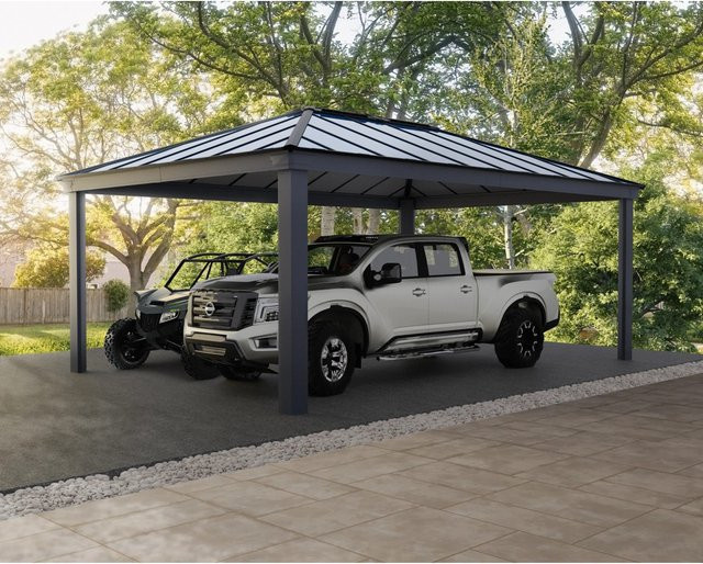 Palram Canopia Carport Colorado in Grau mit Giebeldach aus Aluminium und Polycarbonat, B/T: 612 x 426 cm - Bild 1