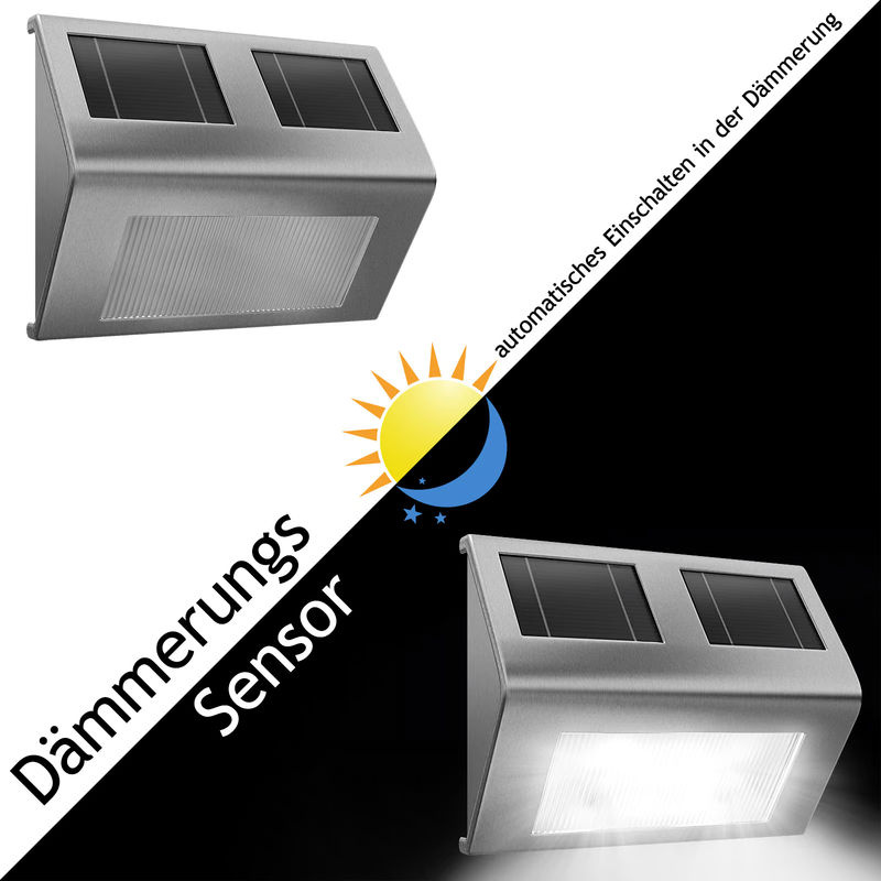 Monzana LED Solar Wandleuchte aus Edelstahl in Silber mit Dämmerungssensor und IP65 Schutz für Garten und Außenbereich - Bild 4