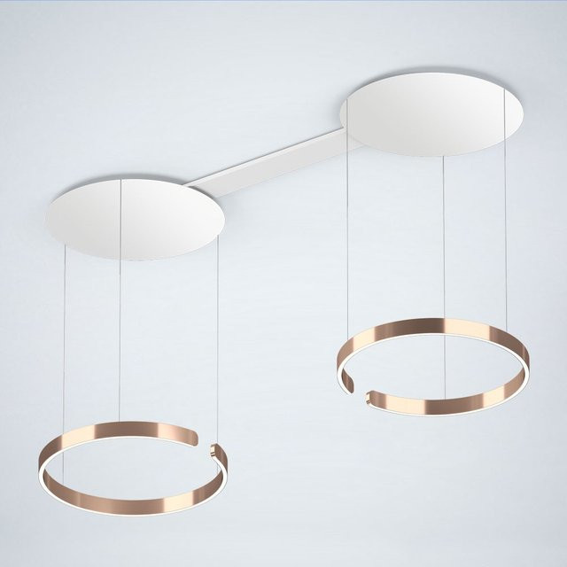 Occhio Mito sospeso due LED-Pendelleuchte in Weiß Matt mit Rose Gold Ausführung, 60 LED, inkl. Occhio air Modul und x-tra warm LED (2200K - 3500K), höhenverstellbar bis max. 350 cm - Bild 1