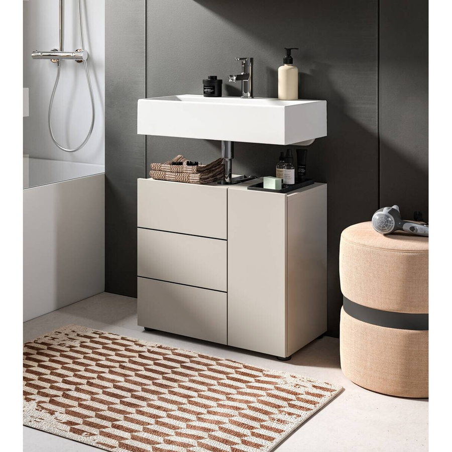 Waschbeckenunterschrank VIRA von xonox.home in Cashmere Schwarz, modern und freistehend, B/H/T: 60 x 57 x 34 cm - Bild 3