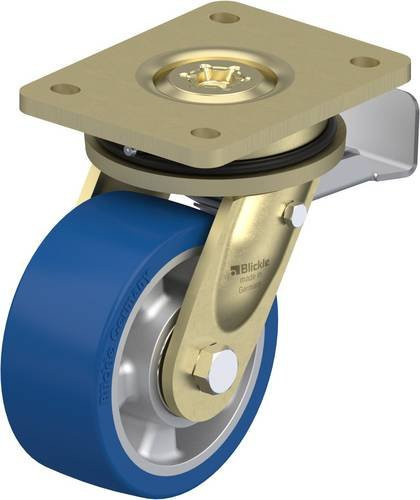 Blickle Lenkrolle LS-ALBS 127K-ST mit Feststeller, Farbe Silber, Rad-Durchmesser: 125 mm, Tragfähigkeit: 450 kg - Bild 1