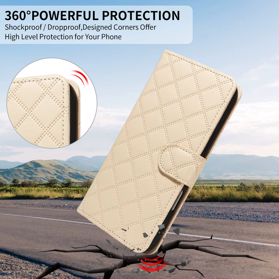 Stoßfeste Leder-Handyhülle mit Handschlaufe für iPhone (Modelle 11 bis 17 Pro Max Plus Mini) in Beige von EAACAA - Bild 6