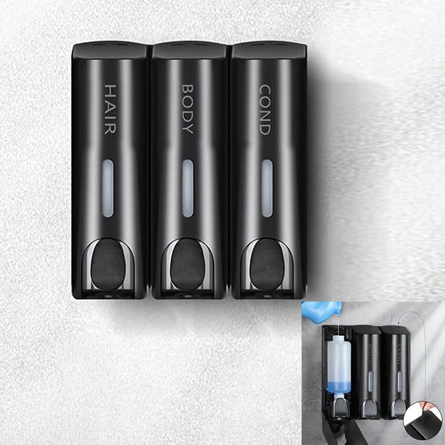YANKE Wandmontage Handseifen- und Shampoo-Spender mit Pumpe, Weiß, 350 ml - Bild 1