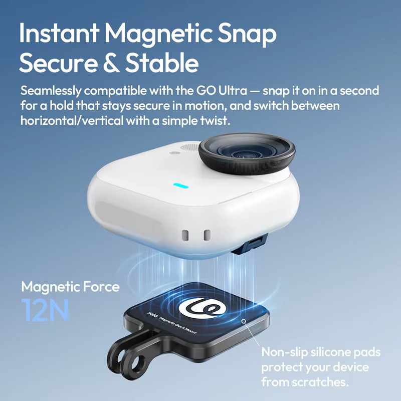 Ulanzi INO8 Magnetischer Schnellwechsel-Adapter in Schwarz als Mini-Halterung und faltbare Verlängerungshalterung für Insta360 GO Ultra Zubehör - Bild 2