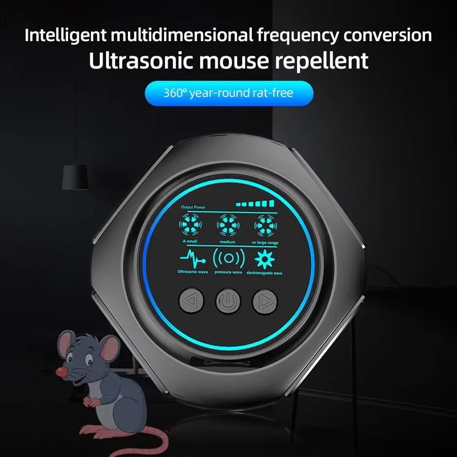 NOCCLILI Ultraschall-Nagetierabwehrgerät 4-in-1 in Schwarz: Elektronischer 360 Grad Rattenvertreiber gegen Fliegen, Kakerlaken und Mücken für den Innenbereich - Bild 2