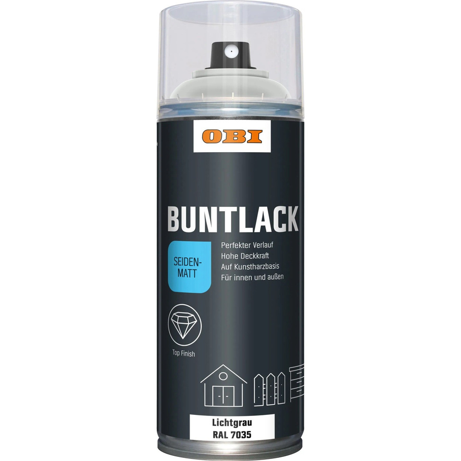OBI Buntlack Spray RAL 7035 Lichtgrau seidenmatt 400 ml - Bild 2