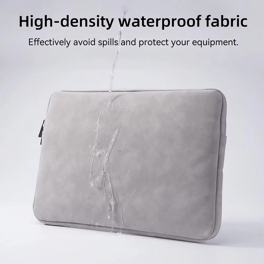 DANYCASE Wasserdichte Notebook-Schutzhülle aus PU-Schafsleder für Tablets und Laptops von 9,7 bis 15,6 Zoll, Grau - Bild 2