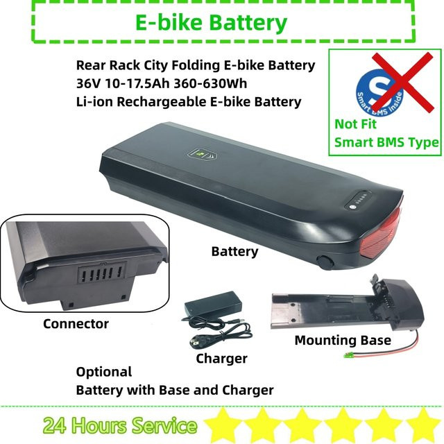 Phylion Joycube JCEB360-14.5 Li-Ion City E-Bike-Akku, 36 V, 14,5 Ah, Schwarz - Bild 1