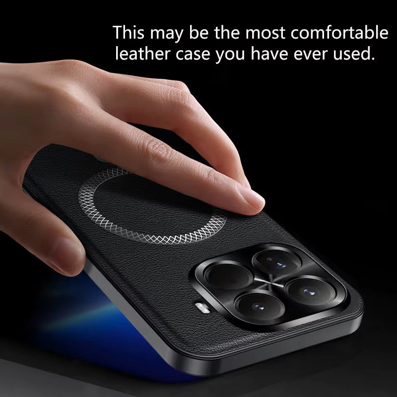 Luxus PU Leder Schutzhülle mit MagSafe Magnetfunktion für Xiaomi Mi 15T Pro, Mi 15T und 14T Pro in Schwarz und Rot - Bild 1