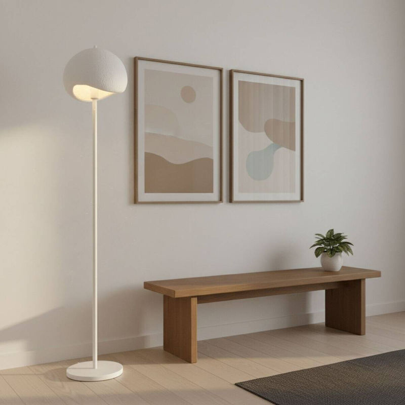 Opviq Stehlampe Yontu-15854 in Weiß aus Metall und Polyester-Mischgewebe mit E27 Fassung, B/T/H: 29 x 34 x 170 cm - Bild 2
