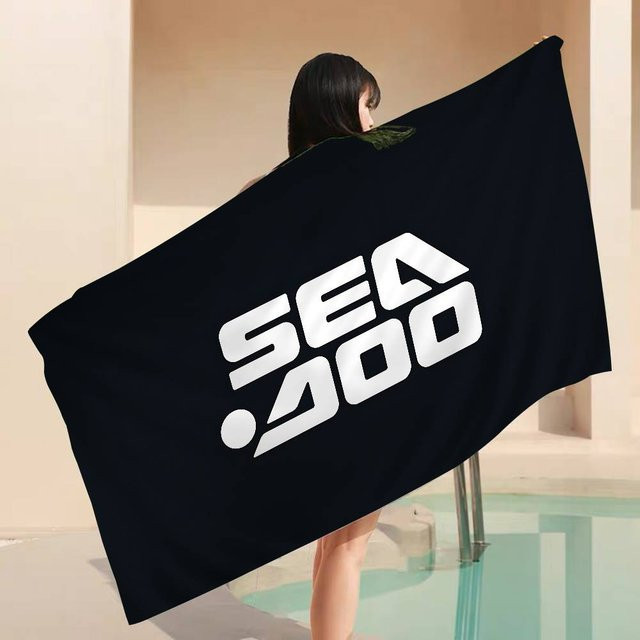 S-Sea D-Doo Seadoo Mikrofaser-Strandtuch aus Baumwolle und Polyester, schnelltrocknend und super saugfähig, Schwarz, B/H: 30 x 60 cm - Bild 1