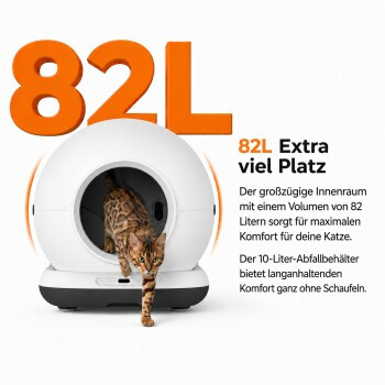 Zedar Selbstreinigende Katzentoilette K1200 XXL in Weiß mit App-Steuerung inklusive Katzenklo-Matte und 3 Rollen Müllbeutel - Bild 2