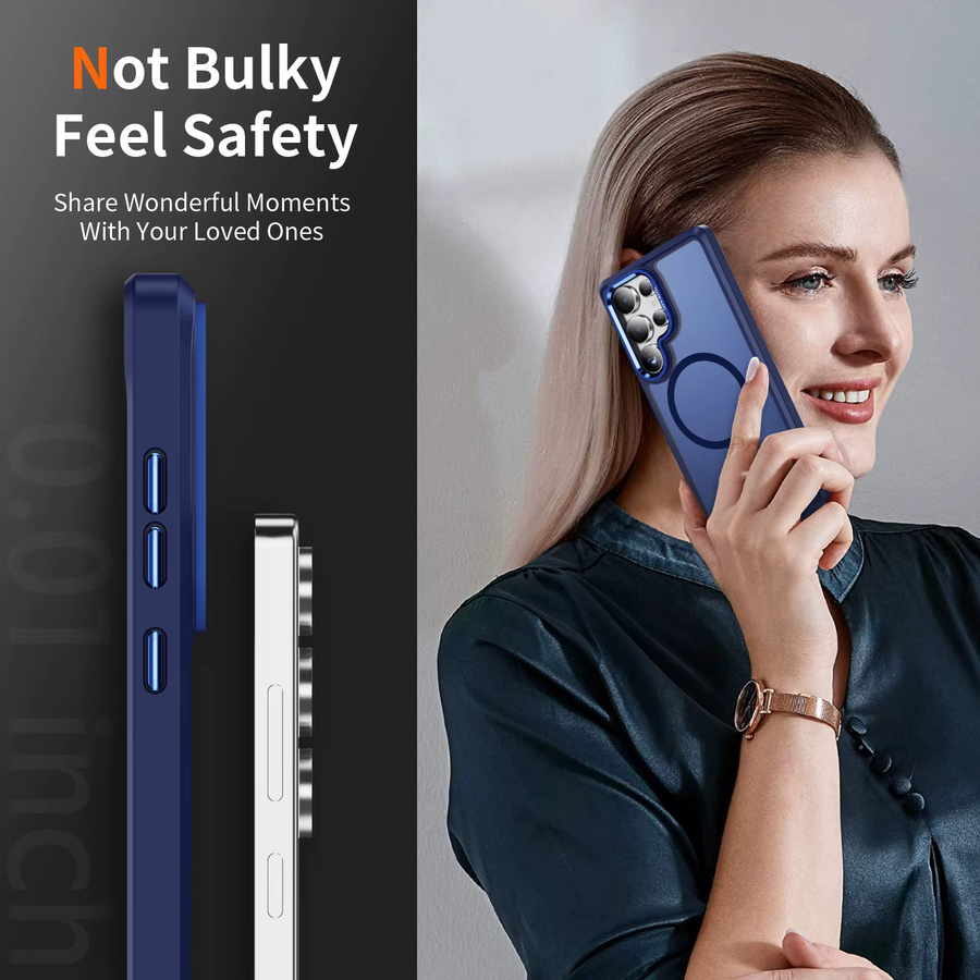 Magnetische Silikon Schutzhülle mit MagSafe Objektivring für Samsung S26 S25 S24 S23 Ultra Plus in Pink oder Blau - Bild 3
