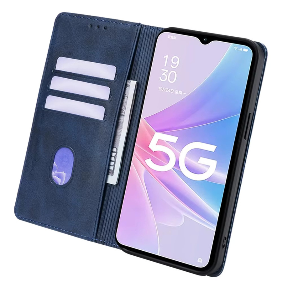 Magnetische Leder Flip Wallet Case Handyhülle für OPPO A57 A77 A58 A78 in Blau mit Kartenfächern - Bild 2