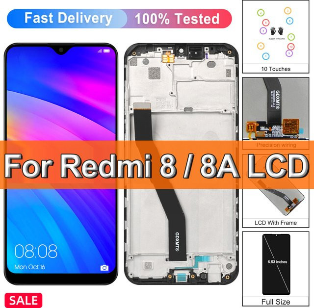 Xiaomi Redmi 8 LCD Display mit Touch Screen und Rahmen in Schwarz, 6,22 Zoll - Bild 1