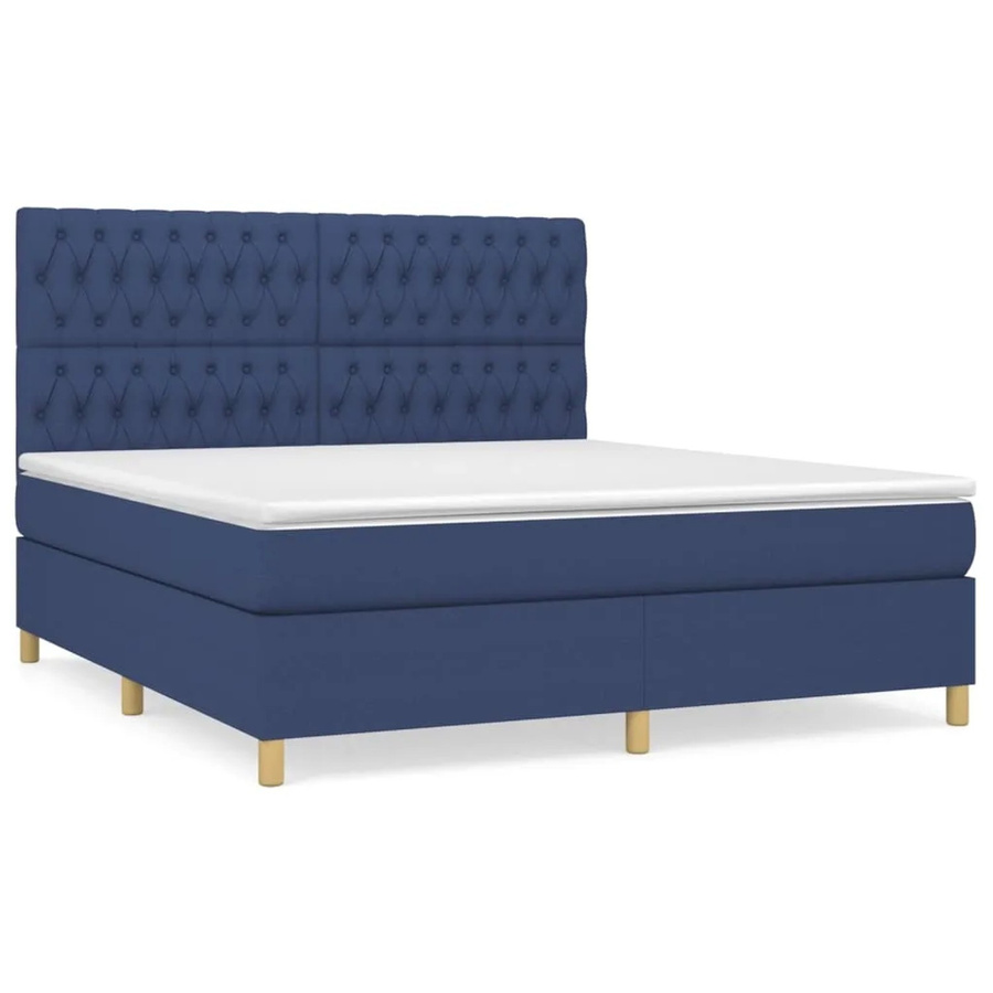 vidaXL Boxspringbett mit Matratze in Blau, Hybrid-Design mit Taschenfederkern, B/T: 180 x 200 cm - Bild 2